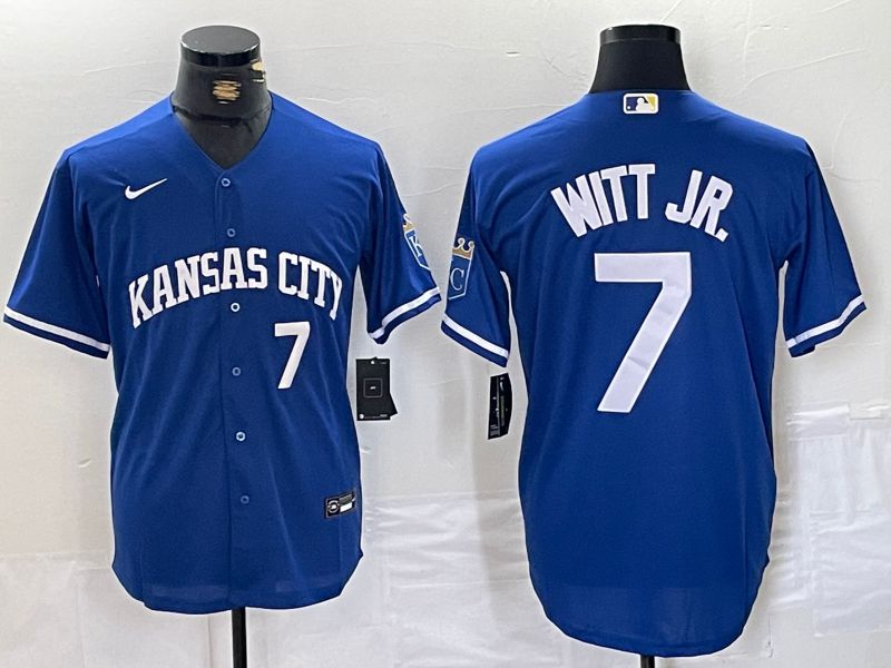 Men Kansas City Royals #7 Witt JR Blue Game 2024 Nike MLB Jersey style 2